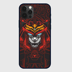 Чехол iPhone 12 Pro Голова кота-самурая