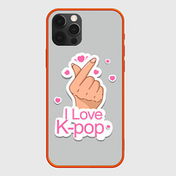 Чехол для iPhone 12 Pro Я люблю K-pop - жест Хани, цвет: 3D-красный