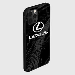 Чехол для iPhone 12 Pro Lexus - следы шин, цвет: 3D-черный — фото 2