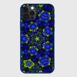 Чехол iPhone 12 Pro Абстрактный зелено-синий узор Звезда