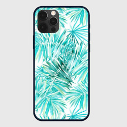 Чехол для iPhone 12 Pro Листья Пальмы Нарисованные Акварелью, цвет: 3D-черный