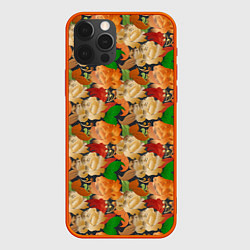 Чехол для iPhone 12 Pro Бутоны и листья, цвет: 3D-красный