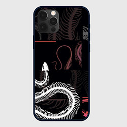 Чехол iPhone 12 Pro Скелет змеи Snake skeleton