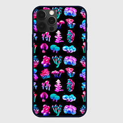 Чехол для iPhone 12 Pro NEON MUSHROOMS, цвет: 3D-черный