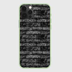Чехол для iPhone 12 Pro Стена из черного кирпича Лофт, цвет: 3D-салатовый