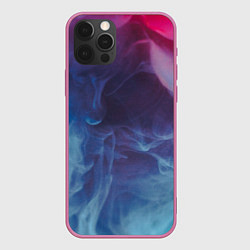 Чехол для iPhone 12 Pro Неоновый дым - Голубой и розовый, цвет: 3D-малиновый