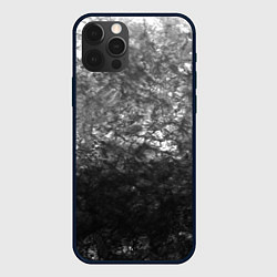 Чехол для iPhone 12 Pro Текстура камня черно-белый узор, цвет: 3D-черный