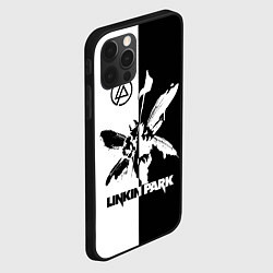 Чехол для iPhone 12 Pro Linkin Park логотип черно-белый, цвет: 3D-черный — фото 2