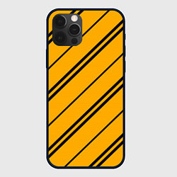 Чехол для iPhone 12 Pro Полосы желтые черные, цвет: 3D-черный