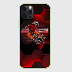 Чехол для iPhone 12 Pro Велосипедист - экстрим, цвет: 3D-салатовый