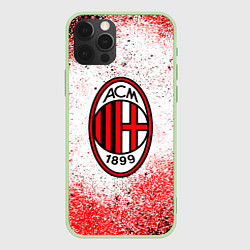 Чехол для iPhone 12 Pro Ac milan красно черные брызги, цвет: 3D-салатовый