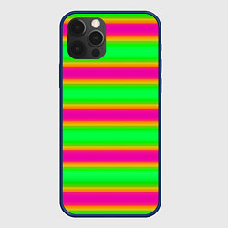Чехол для iPhone 12 Pro Зелено-малиновые мягкие размытые полосы, цвет: 3D-тёмно-синий