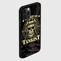 Чехол для iPhone 12 Pro American tankist Skull in the headset, цвет: 3D-черный — фото 2