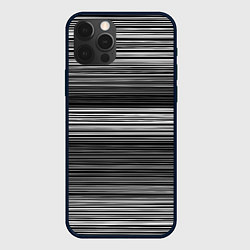 Чехол iPhone 12 Pro Black and white thin stripes Тонкие полосы