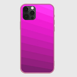 Чехол iPhone 12 Pro Розовый неоновый полосатый узор Pink neon