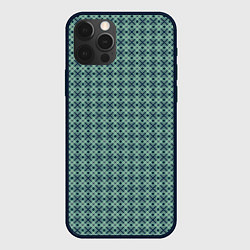 Чехол для iPhone 12 Pro Мелкий бирюзовый клетчатый узор, цвет: 3D-черный