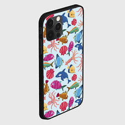 Чехол для iPhone 12 Pro Паттерн из морских жителей Лето, цвет: 3D-черный — фото 2