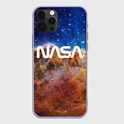 Чехол для iPhone 12 Pro Лого NASA и Туманность Киля, цвет: 3D-светло-сиреневый