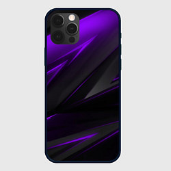 Чехол для iPhone 12 Pro Geometry Черный и фиолетовый, цвет: 3D-черный