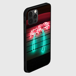 Чехол для iPhone 12 Pro Неоновые пальмы на доске - Зелёный, цвет: 3D-черный — фото 2