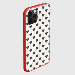 Чехол для iPhone 12 Pro Темные сердечки, цвет: 3D-красный — фото 2
