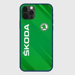 Чехол для iPhone 12 Pro Skoda abstraction sport, цвет: 3D-тёмно-синий