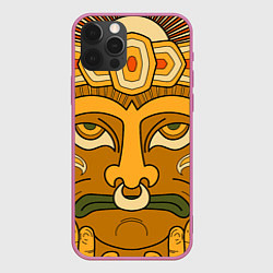 Чехол для iPhone 12 Pro Polynesian tiki CALM, цвет: 3D-малиновый