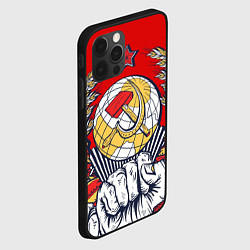 Чехол для iPhone 12 Pro СССР серп и молот герб, цвет: 3D-черный — фото 2