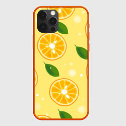 Чехол для iPhone 12 Pro Сочные апельсины в разрезе, цвет: 3D-красный