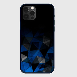 Чехол для iPhone 12 Pro Черно-синий геометрический, цвет: 3D-черный