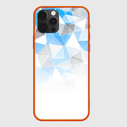 Чехол iPhone 12 Pro Исчезающие серо-голубые полигоны