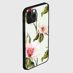 Чехол для iPhone 12 Pro Цветы Нарисованные Магнолии, цвет: 3D-черный — фото 2