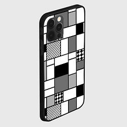 Чехол для iPhone 12 Pro Черно белый геометрический скандинавский узор, цвет: 3D-черный — фото 2