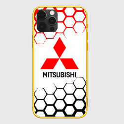 Чехол для iPhone 12 Pro Mitsubishi - логотип, цвет: 3D-желтый