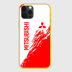 Чехол для iPhone 12 Pro Mitsubishi - красная текстура, цвет: 3D-желтый