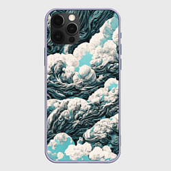 Чехол для iPhone 12 Pro Облачные узоры, цвет: 3D-светло-сиреневый