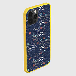 Чехол для iPhone 12 Pro Мелкие цветочки на синем паттерн, цвет: 3D-желтый — фото 2