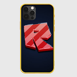 Чехол для iPhone 12 Pro Roblox red - Роблокс полосатый логотип, цвет: 3D-желтый