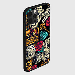 Чехол для iPhone 12 Pro Тату алмаза и черепа, цвет: 3D-черный — фото 2