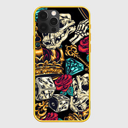 Чехол для iPhone 12 Pro Тату алмаза и черепа, цвет: 3D-желтый