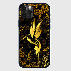 Чехол для iPhone 12 Pro Золотая колибри, цвет: 3D-черный