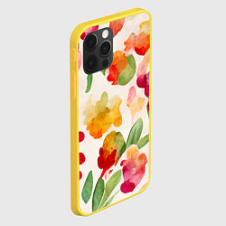 Чехол для iPhone 12 Pro Романтичные акварельные цветы, цвет: 3D-желтый — фото 2