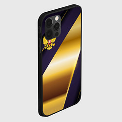 Чехол для iPhone 12 Pro Золотой герб России, цвет: 3D-черный — фото 2