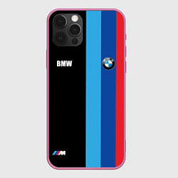 Чехол для iPhone 12 Pro BMW - М Линии : Черный, цвет: 3D-малиновый