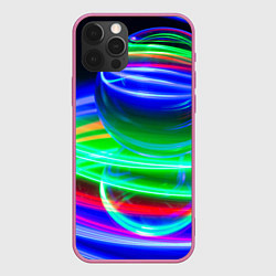 Чехол для iPhone 12 Pro Волнообразные абстрактные линии и шары, цвет: 3D-малиновый