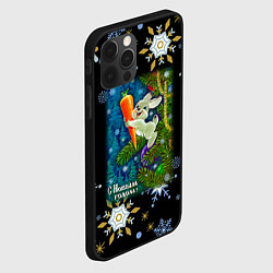 Чехол для iPhone 12 Pro Новый год зайчик с морковью, цвет: 3D-черный — фото 2