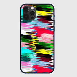 Чехол для iPhone 12 Pro Абстрактный многоцветный неоновый узор, цвет: 3D-черный
