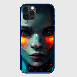 Чехол для iPhone 12 Pro Лицо женщины - киборга, цвет: 3D-тёмно-синий