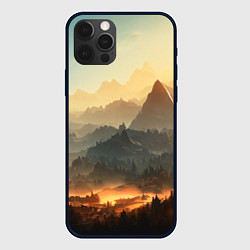 Чехол для iPhone 12 Pro Рассвет в горах, пейзаж, цвет: 3D-черный