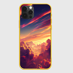 Чехол для iPhone 12 Pro Закатное солнце в облаках, цвет: 3D-желтый
